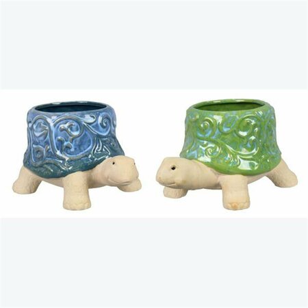 YOUNGS Stoneware Turtle Planters, 2 Assortment 73236
